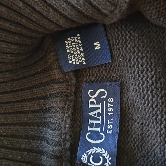 Chap's Men's Grey Fair Isle Quarter Zip Sweater Sz M - Picture 3 of 9